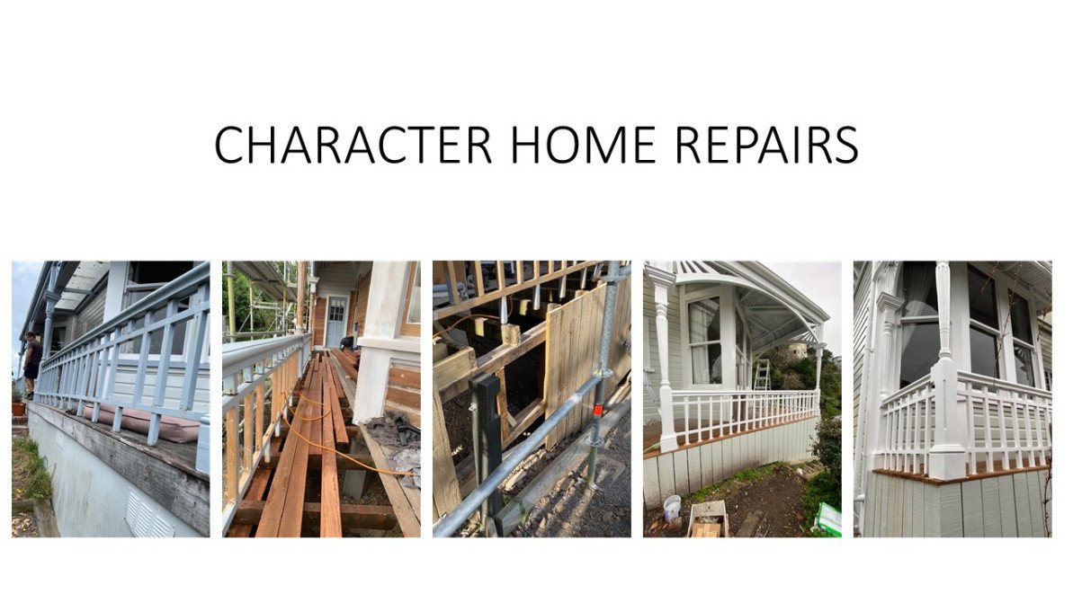 Structural subfloor repairs  to straighten old deck, balustrade and decking refurbishment