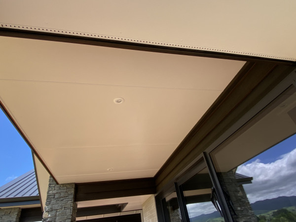 exterior soffit and oil stain work