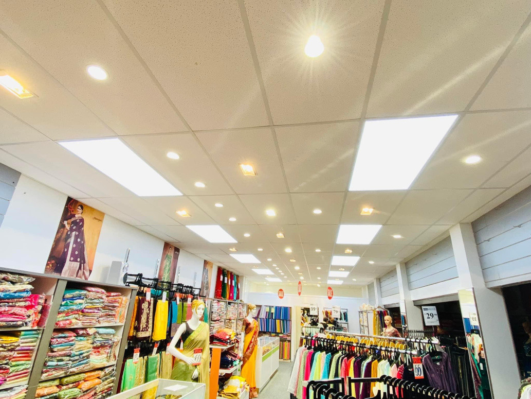 Installed Panel lights and focus lights at Commercial building