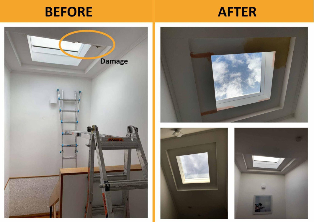 Skylight damage patch ( before & After