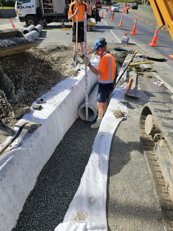 Laying large wastewater piping