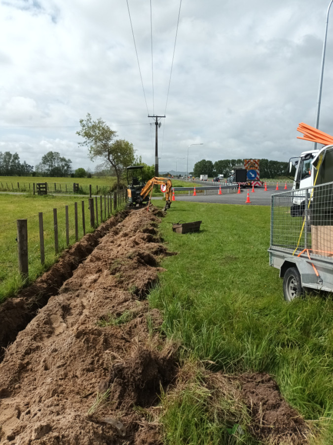 Trenching for powered sign SH1 Rangiriri