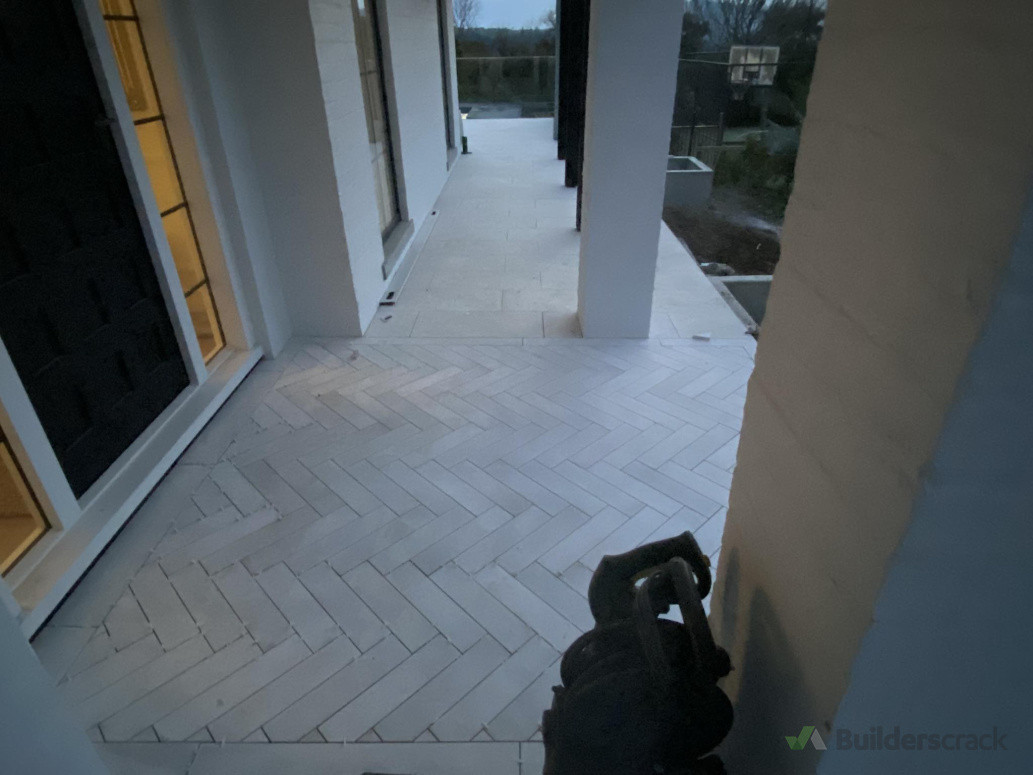 Herringbone and stone tile