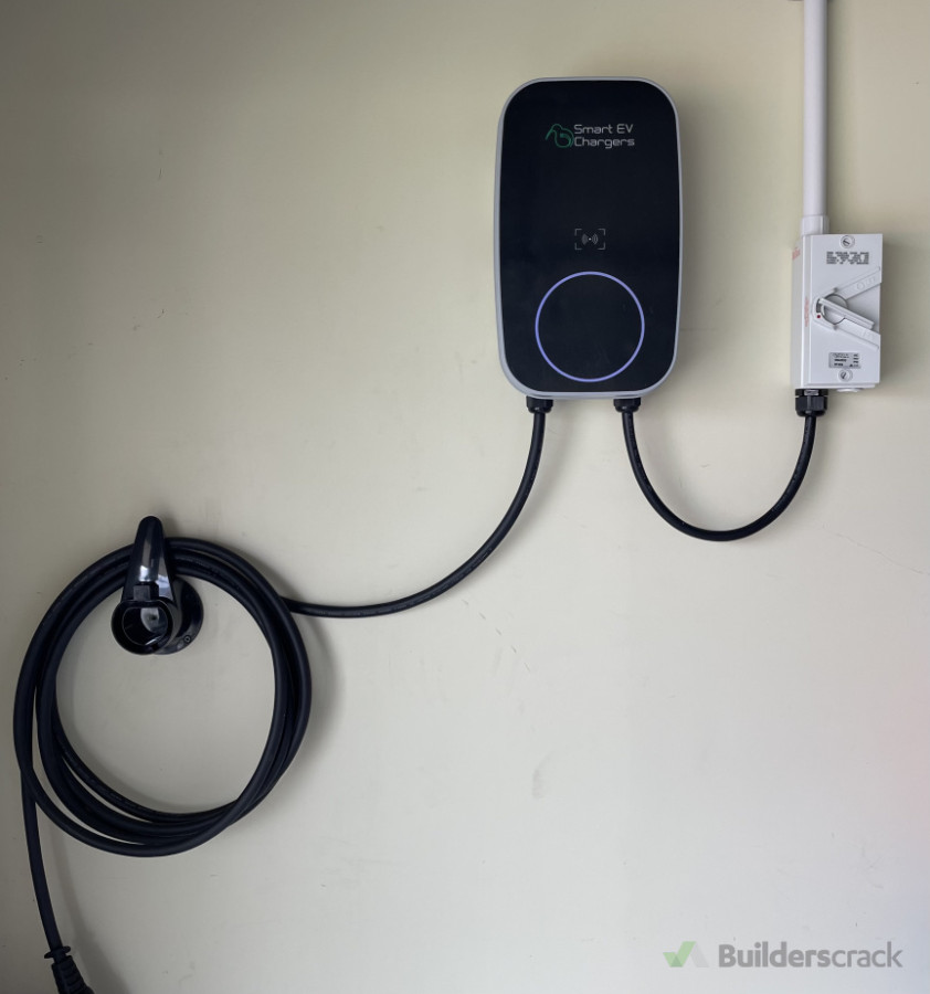 EV Charger installation  for home. Charges significantly faster than plugging into normal wall outlet. Easy and efficient to install