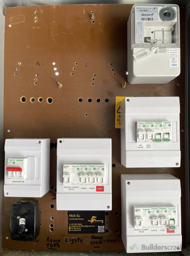 (2. After )New mains switchboard upgrade with added RCD protection.