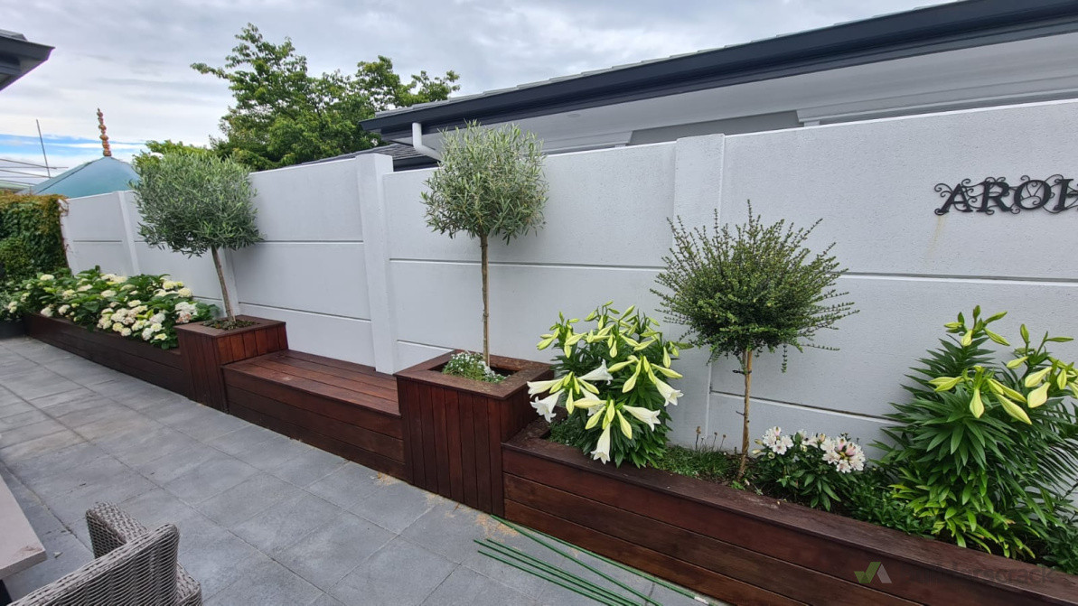 Kwila planter columns and bench