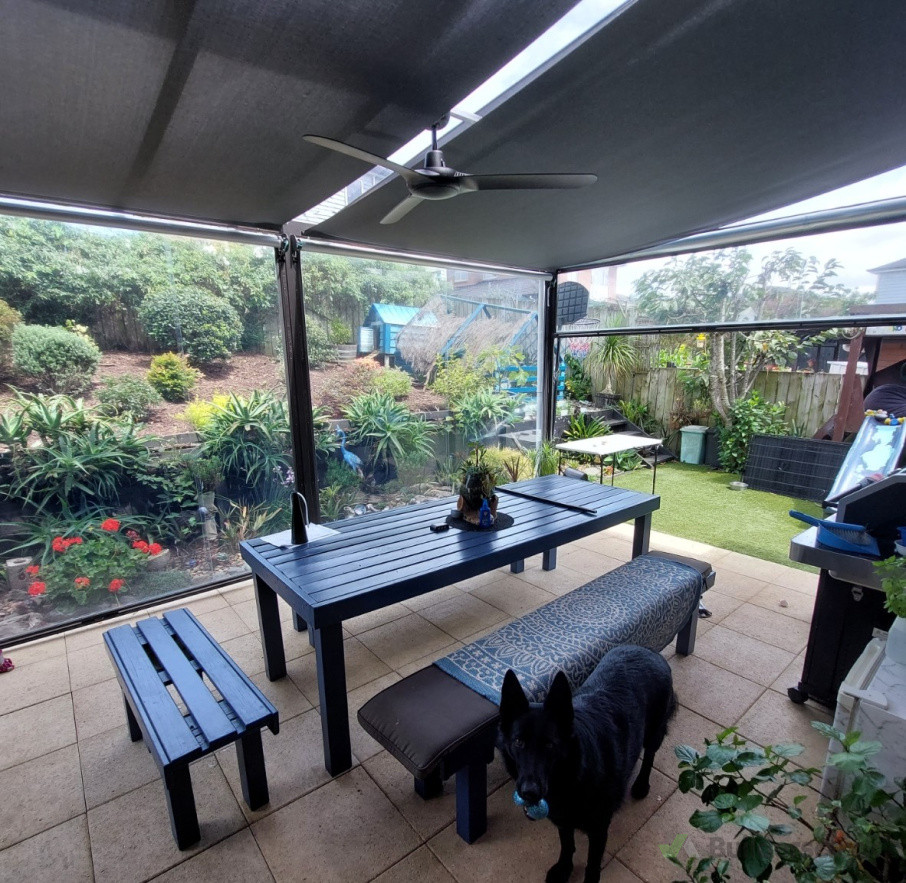 Ceiling fan in conservatory.