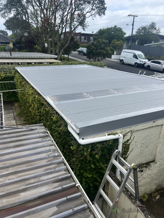 New Roof Carport. Install new roofing new clear sheets to add light to garage install new spouting Stormcloud Marley. Onehunga Heretaonga street