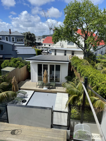 Pool house and pool in.