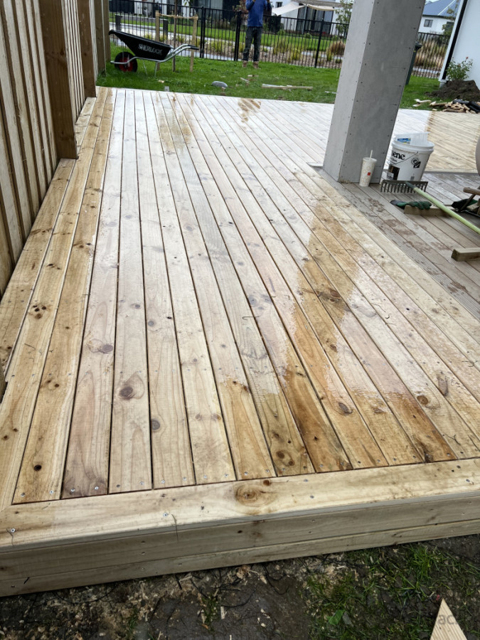 Finished pine decking