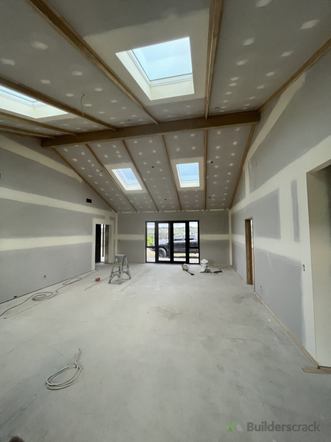 Cathedral ceiling on this new build all plastered and sanded