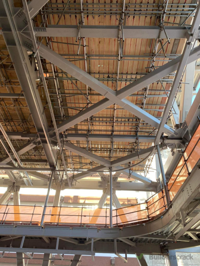 Special engineered scaffold suspended off Structural steel