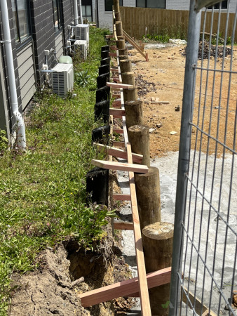Retaining Wall being built