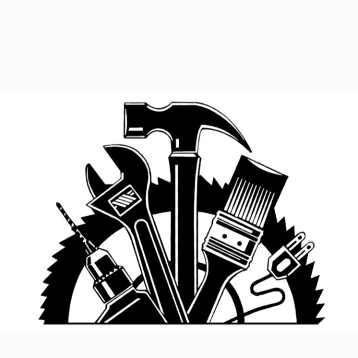 Line Art Black and White Hammer. Handyman Simple Tool for Home