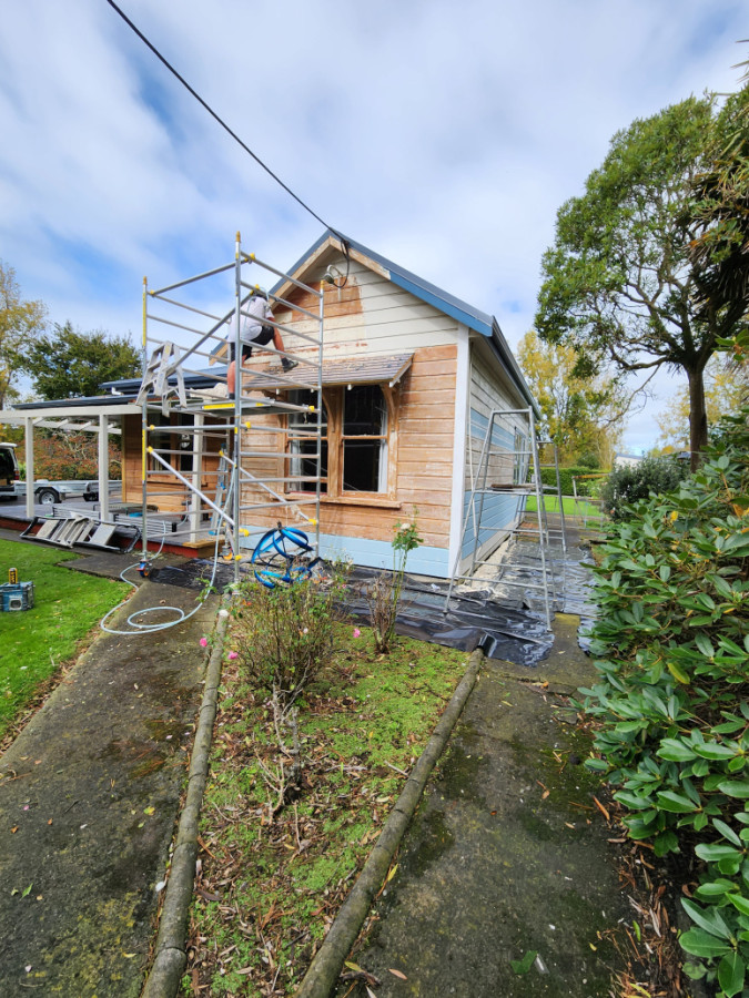 During the process, removing lead paint and building repairs