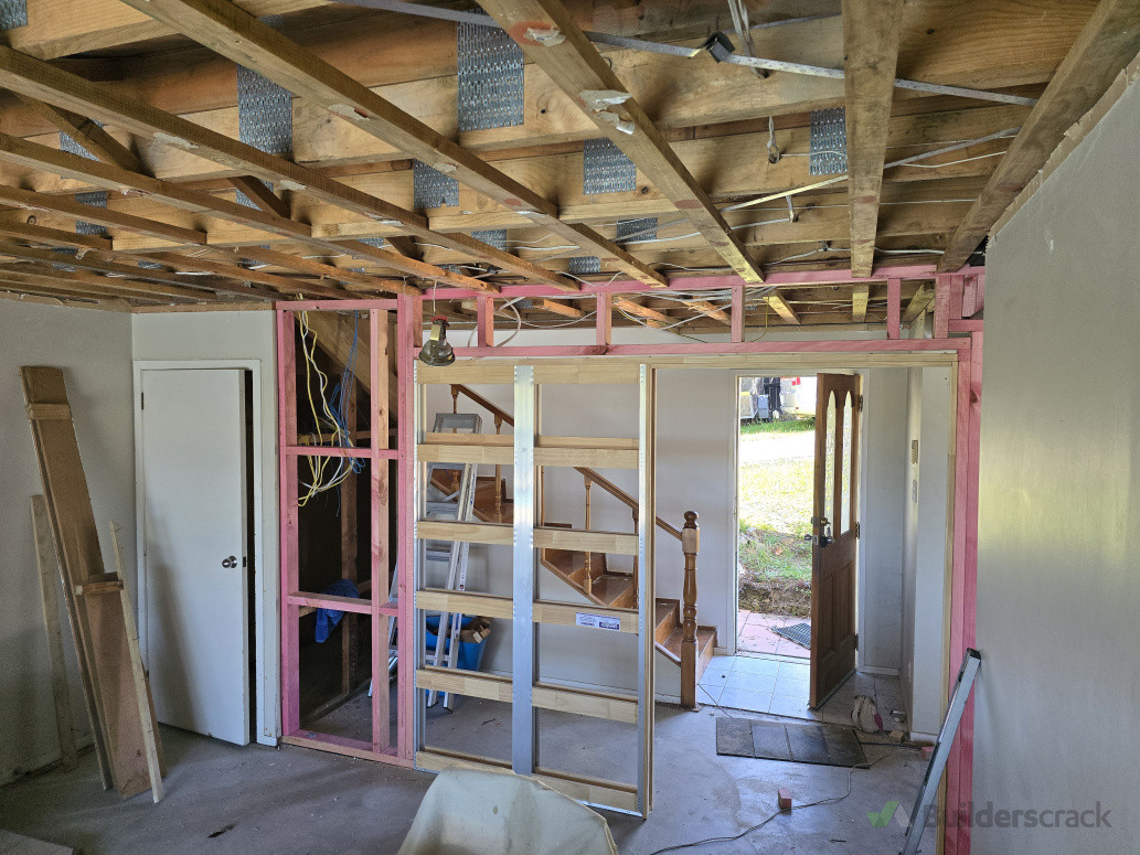 Cavity slider installed  ,now just the linings in game room and 2 bedrooms arouns to the left