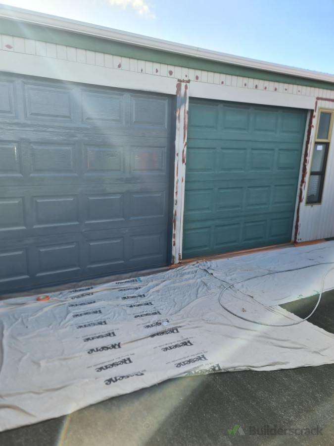 Small garage repaint with doors sprayed