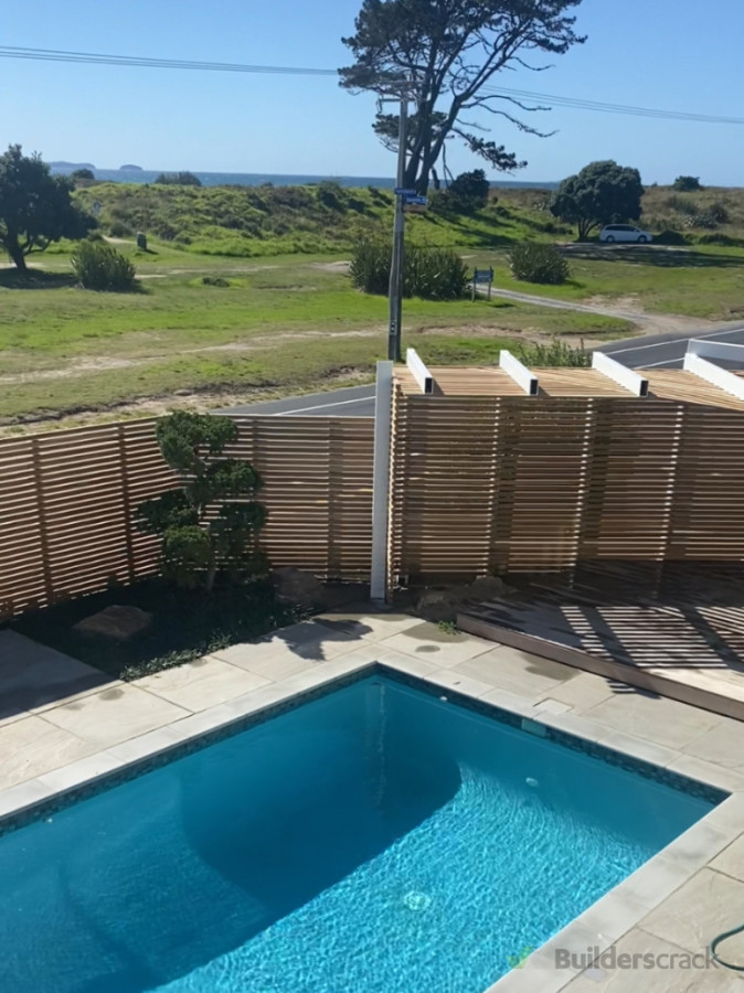 Sarking feature around pool on Papamoa Beach Road