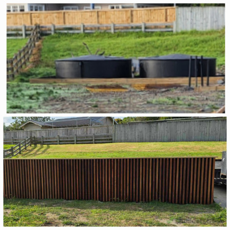 Decorative fence to cover water tanks
