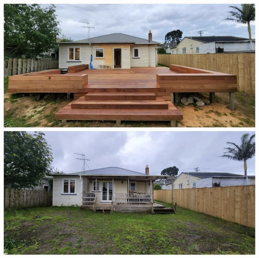 Kwila Deck - required planter, stairs ramp and seat.