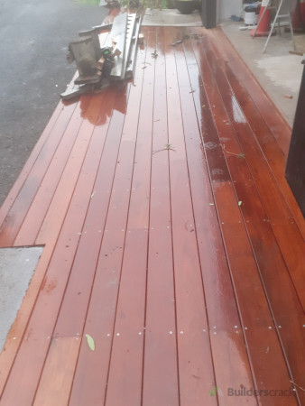 kwila deck to garage entrance