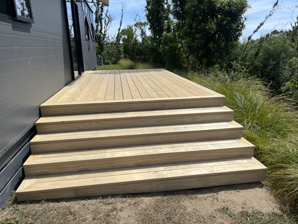 Pine decking for a tiny home