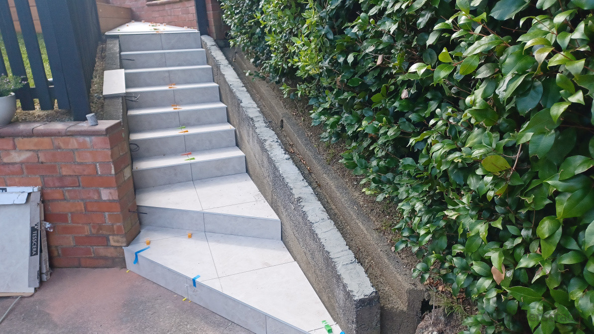 All steps are lifted up by mortar then stair tiling