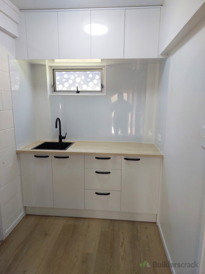 Kitchen Renovation-  cabinets, flooring, electrical, benchtop, sink, tap etc