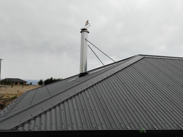 Chimney installed and flashed