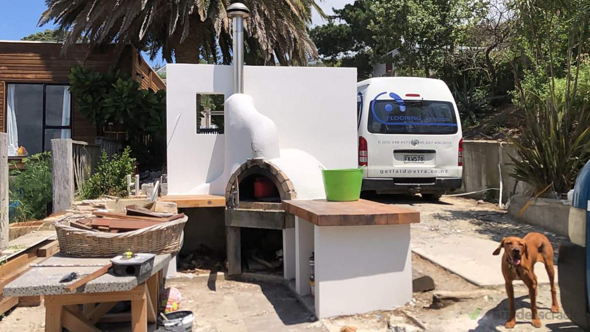 Exterior Plaster - Outdoor Pizza oven and Fence