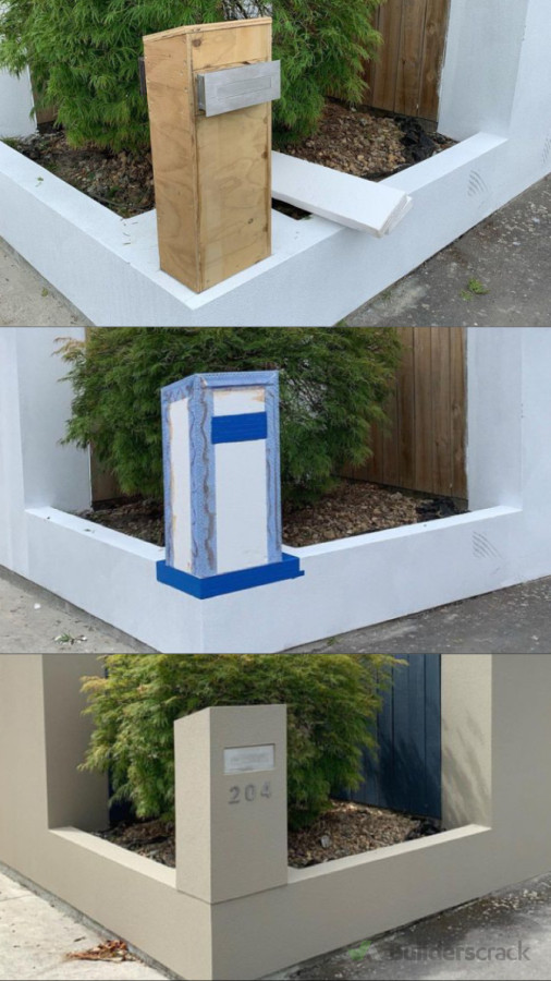 Exterior Plaster Letterbox - Polystyrene + Exterior Plaster + Paint