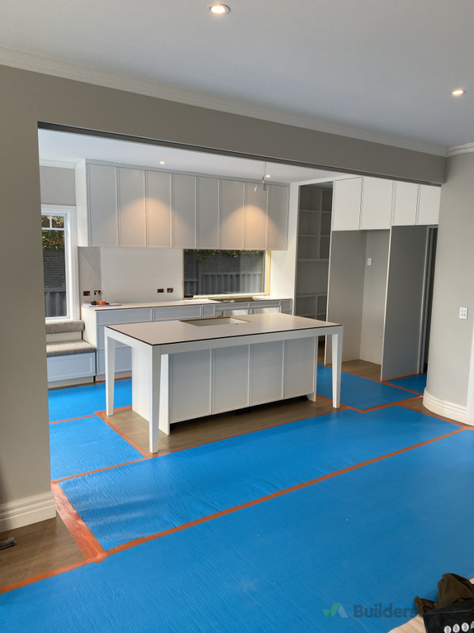 Beautiful Custom made Kitchen in Resene Half Black White complete with Engineered Stone Bench Tops