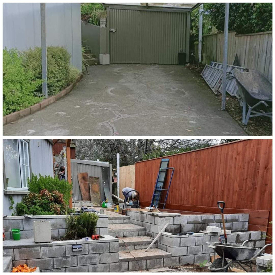 Before and after. Landscape design and layout.