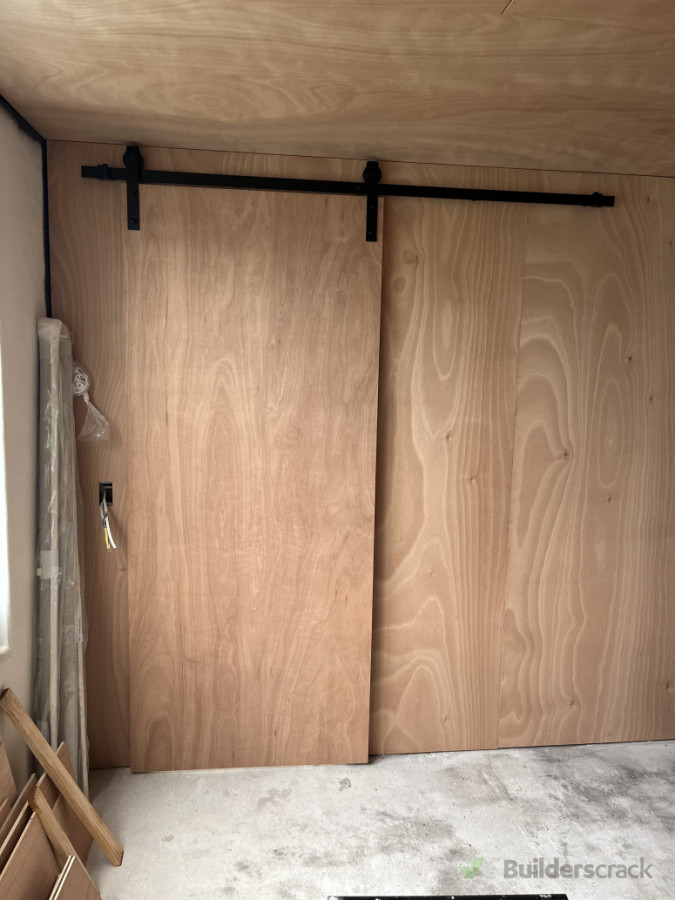 Gaboon plywood barn door