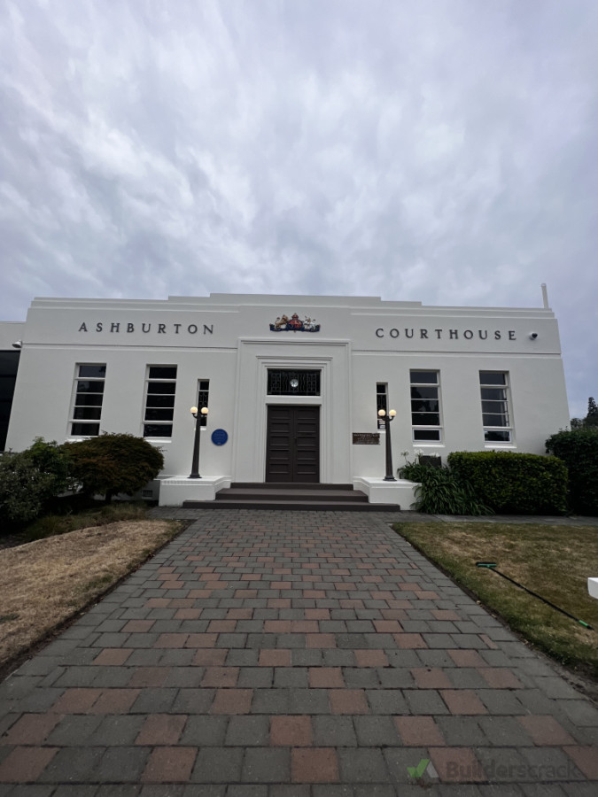 Full crack repair, and repaint of the Ashburton Courthouse.