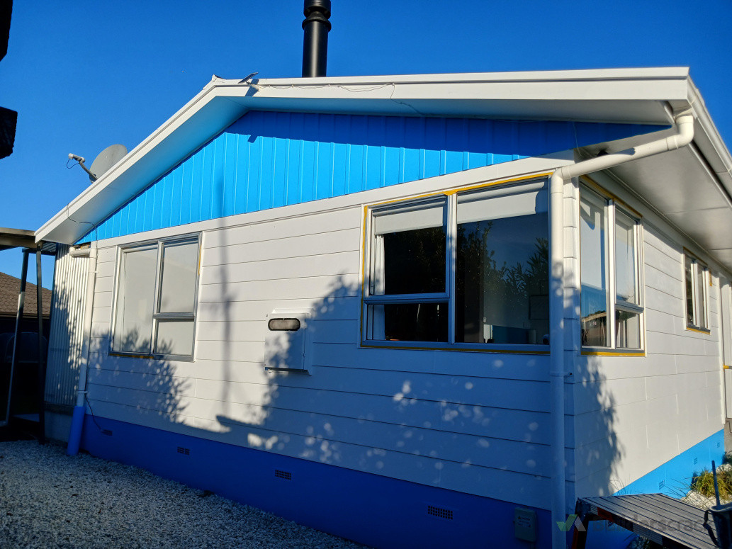 House painted okarito (white) and lake Taylor (blue)   10.05 2024