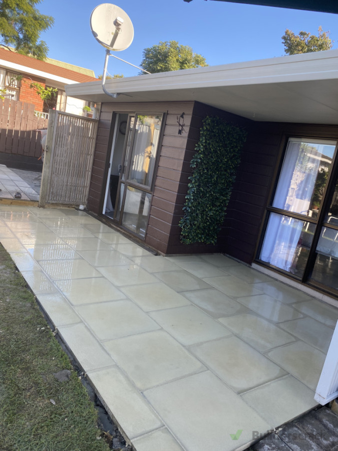 600x600 sandstone pavers with matching grout for a nice patio