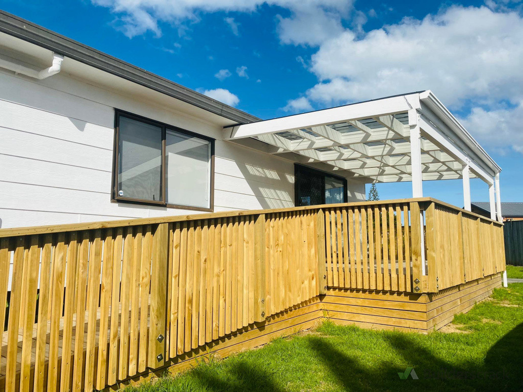 New deck, ramp with covered verandah.