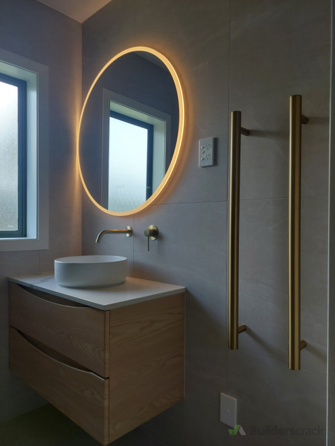 Hanging vanity, Led mirror, vertical towel rails