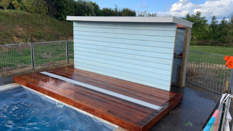 Deck with inbuilt pool cover