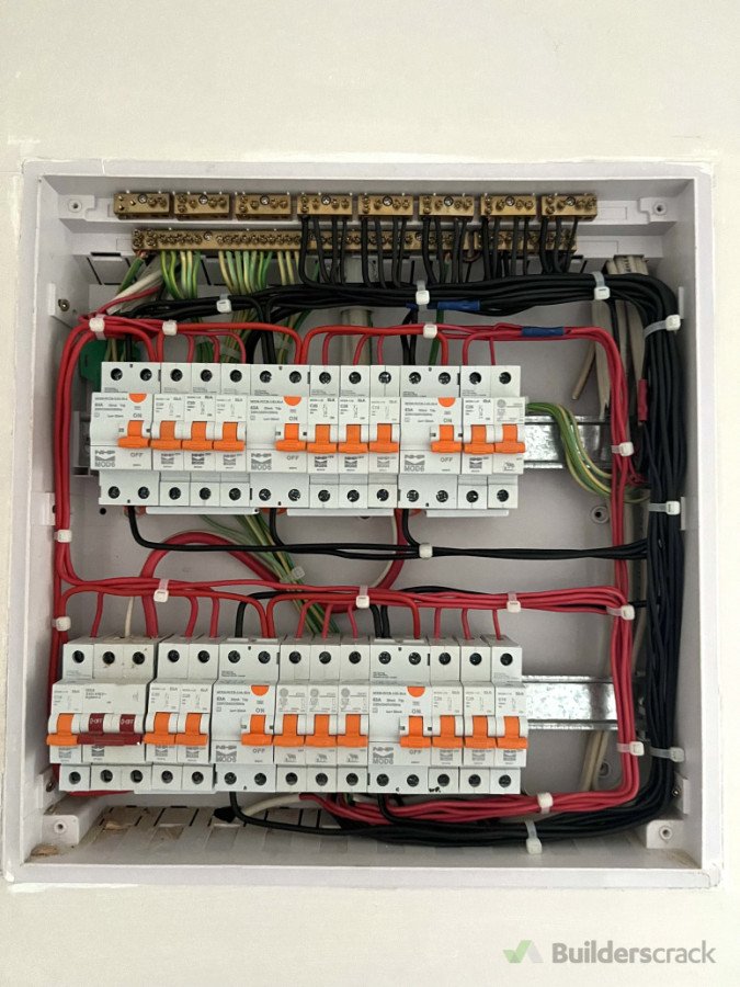 After: A tidy/organised switchboard with each circuit having its own breaker to avoid overload.