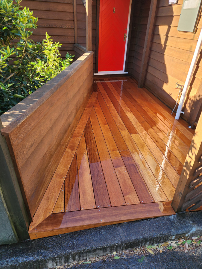 Re-framed deck layed in kwila hard wood