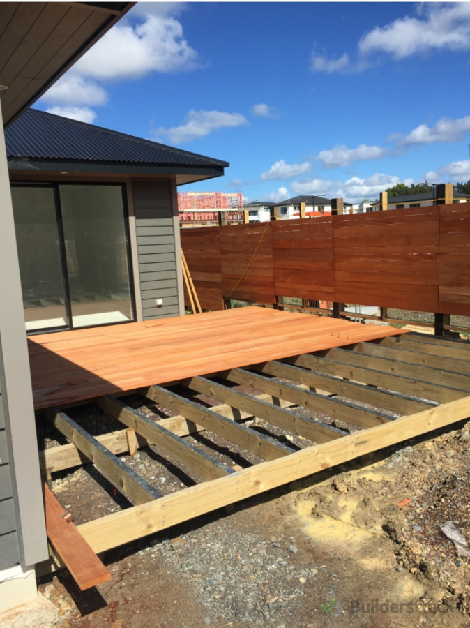 Show home for penny homes  House build , deck with mahogany timber for decking and fencing