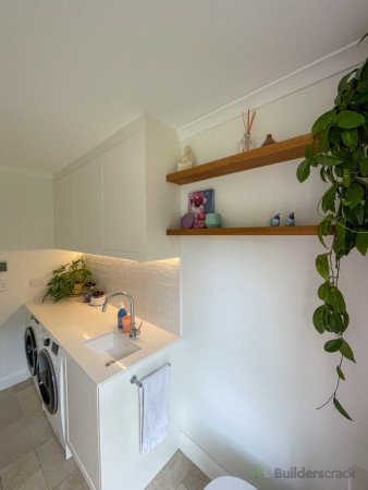 custom oak floating shelves