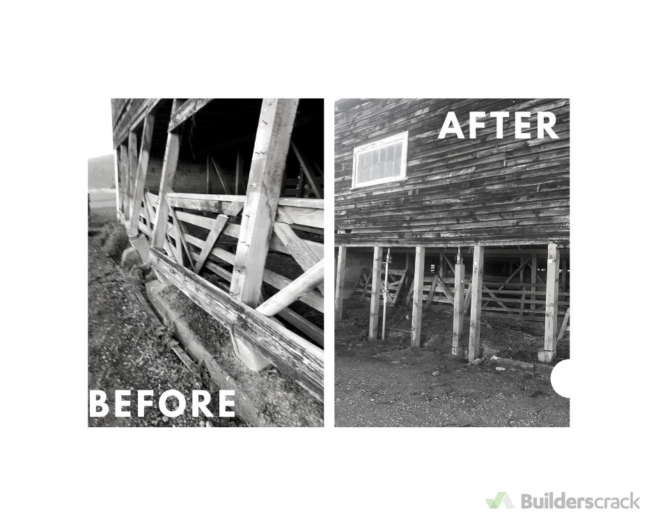 Toppling sheep shed restored in Hastings. Repeat client.