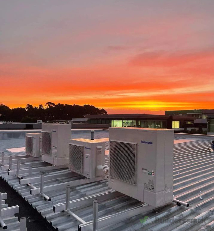 One of our recently completed AC upgrade projects in Albany.  This project consisted of installing 29 Panasonic ducted systems. The outdoor units were installed on Monkeytoe mounting frames.