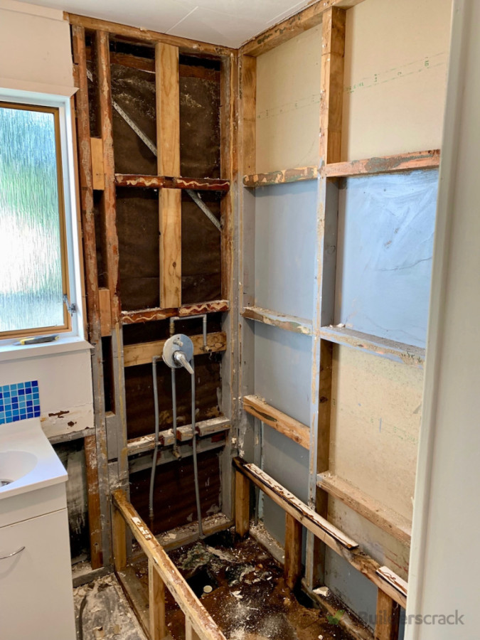 Removal of old shower and bath prior to floor and wall upgrades