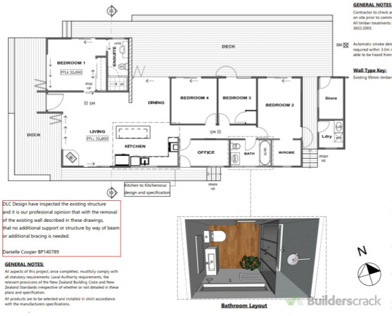 New Floorplan after renovations. BEFORE: 3brm, 1 bth, ex rental home; AFTER: 4 bedroom + office, 2 bathroom, modern high spec family home.