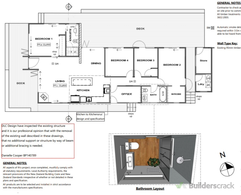 New Floorplan after renovations. BEFORE: 3brm, 1 bth, ex rental home; AFTER: 4 bedroom + office, 2 bathroom, modern high spec family home.