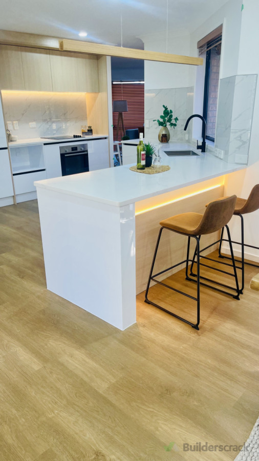 Waitakere project :- white acrylic white wooden contrast